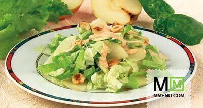 Салат из капусты с грушей